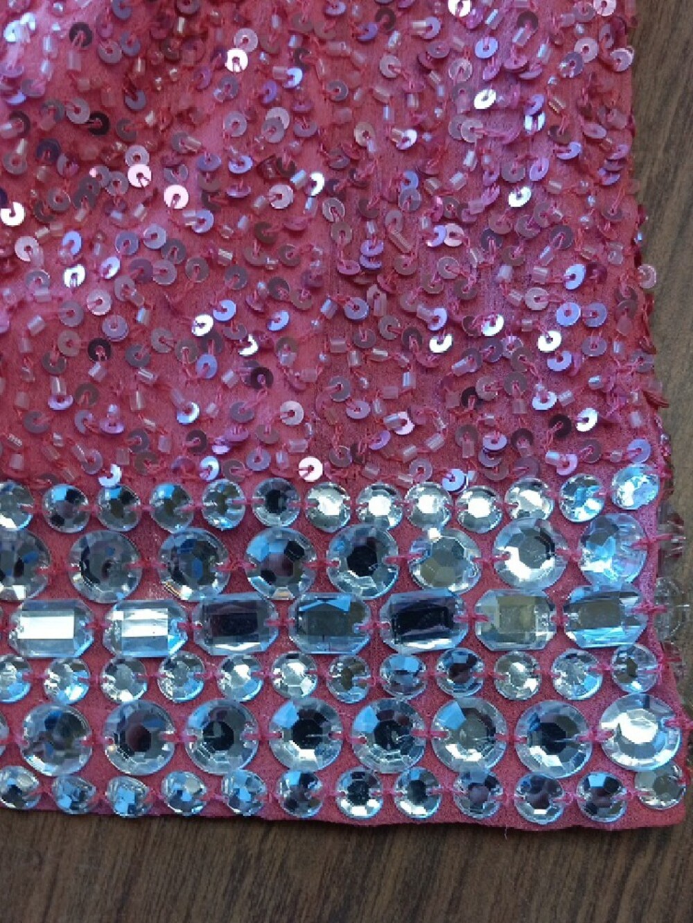 Scala Pink Sequin Slip Dress with Jeweled Neckline, Vintage, Size 8, BEAUTIFUL - Picture 14 of 16
